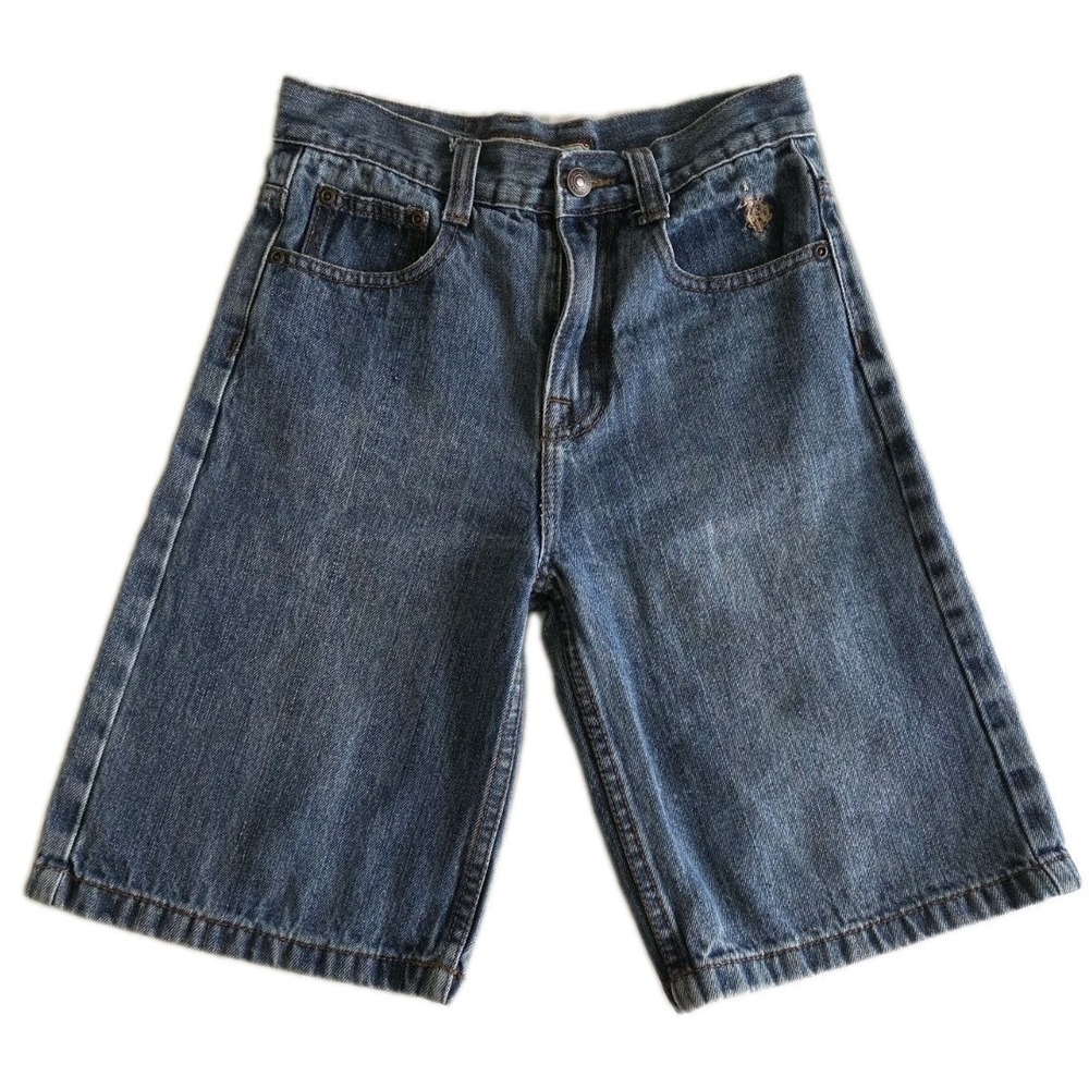 U.S. Polo Assn. Boy's Denim Jean Shorts Size 12 Skater Y2K 10" Inseam